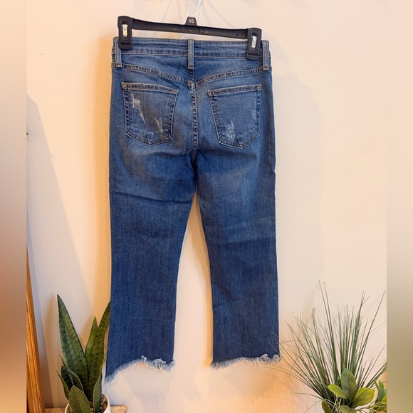 Just Black Cropped Distressed Blue Jeans with Raw Hem size 26 - Picture 2 of 3